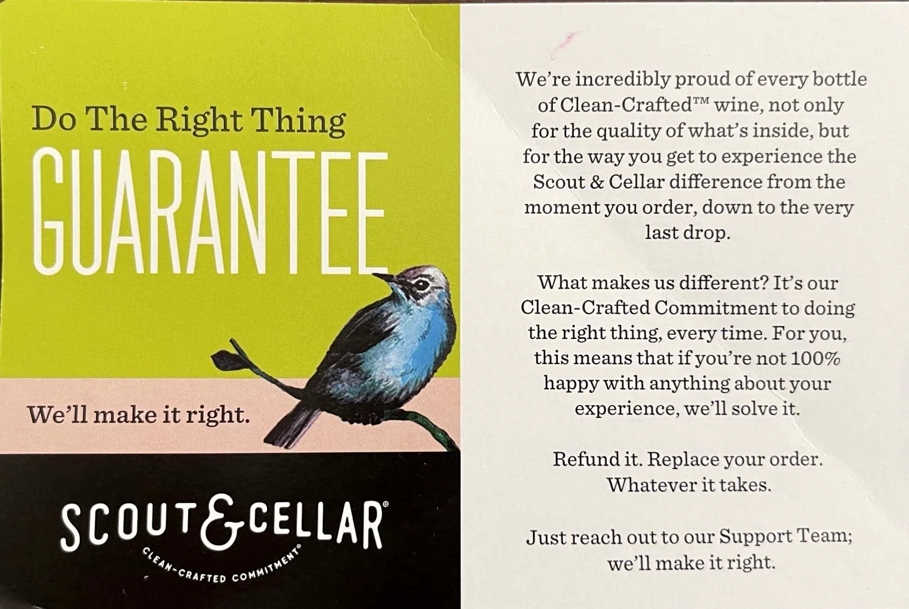 Scout & Cellar guarantee